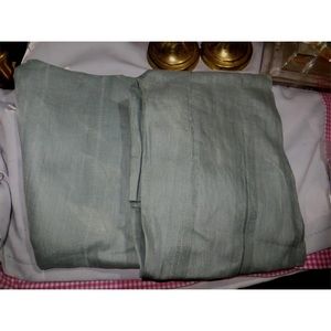 Set/2 Restoration Hardware HEMSTITCH BELGIAN LINEN DRAPE PANEL 50x96 Silver Sage